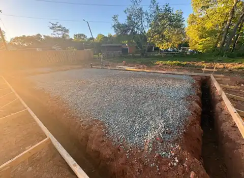 Concrete slab forms and gravel prep